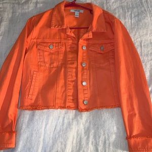 Orange Denim Cropped Jacket
